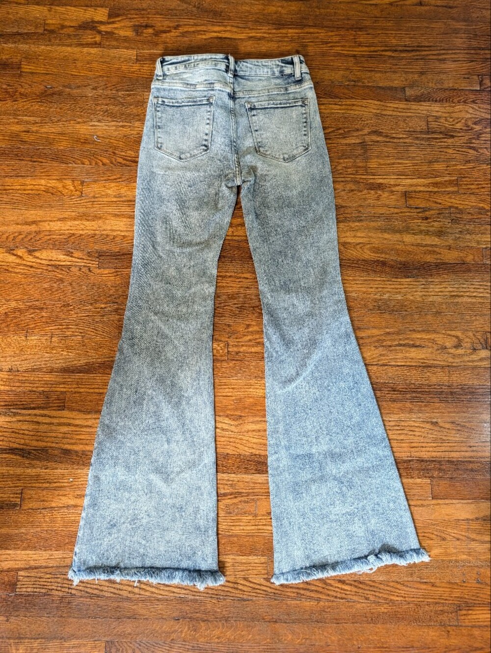 High-Rise Light Blue Distressed Flare Jeans - Picture 6 of 6